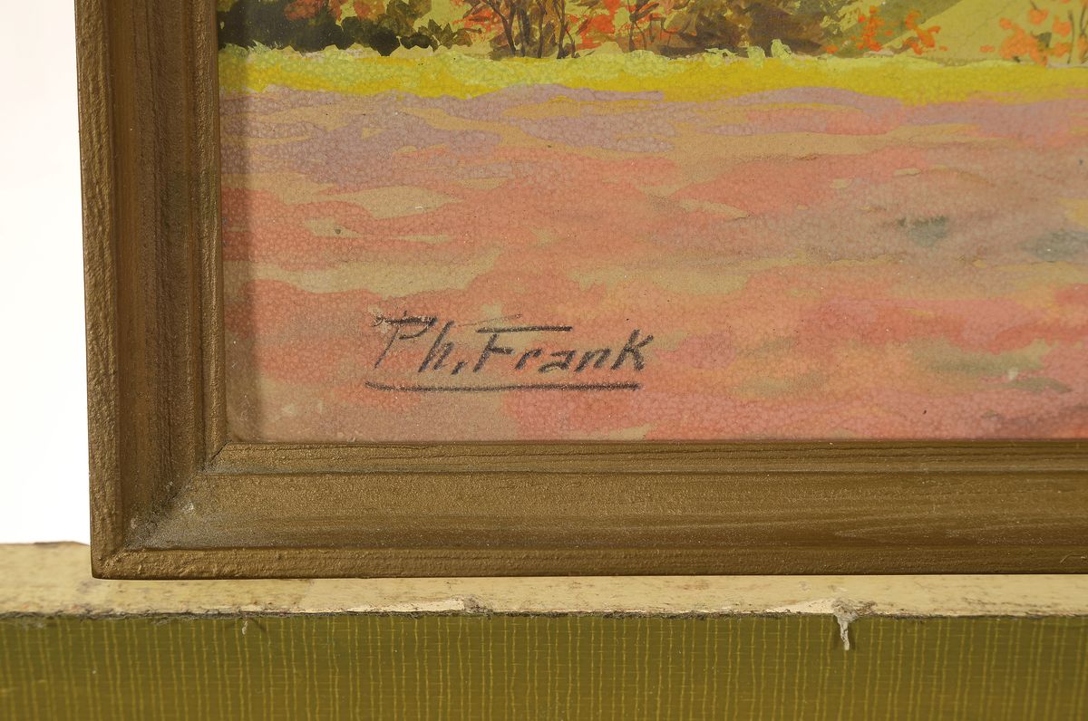 Detail a: Philipp Frank, 1871 Godramstein-1944 Queichheim, Blick auf die Burg Drachenfels, Aquarell auf Papier, links unten signiert, ca. 23x33cm, u.Gl., R.