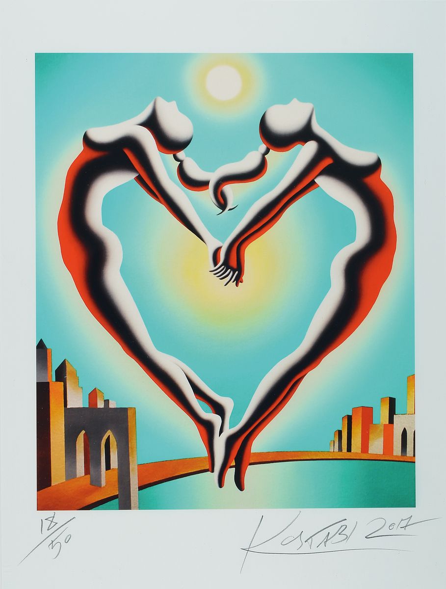 Mark Kostabi, geb. 1960, Gicleedruck von 2017 handsigniert, num. 18/50, ca. 45x37cm, PP, u.Gl., R. ca. 71x56cm, R. leicht besch.