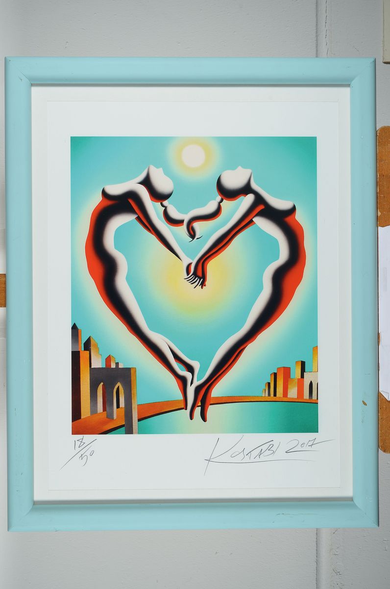 Detail k: Mark Kostabi, geb. 1960, Gicleedruck von 2017 handsigniert, num. 18/50, ca. 45x37cm, PP, u.Gl., R. ca. 71x56cm, R. leicht besch.