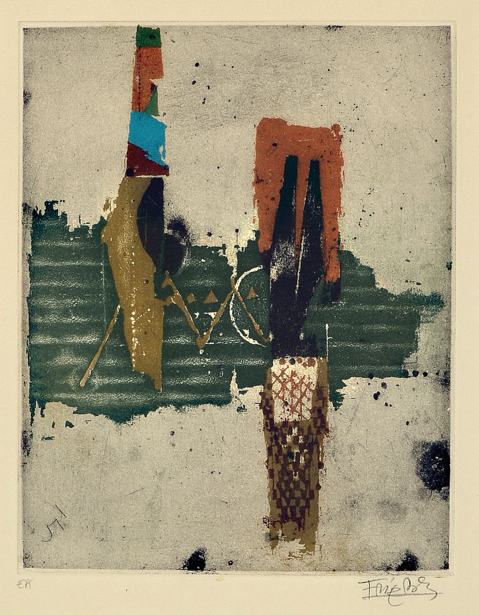 Johnny Friedländer, 1912-1992, Farbradierung, handsigniert, ca. 22x18cm, PP, u.Gl. R. ca. 63x44cm