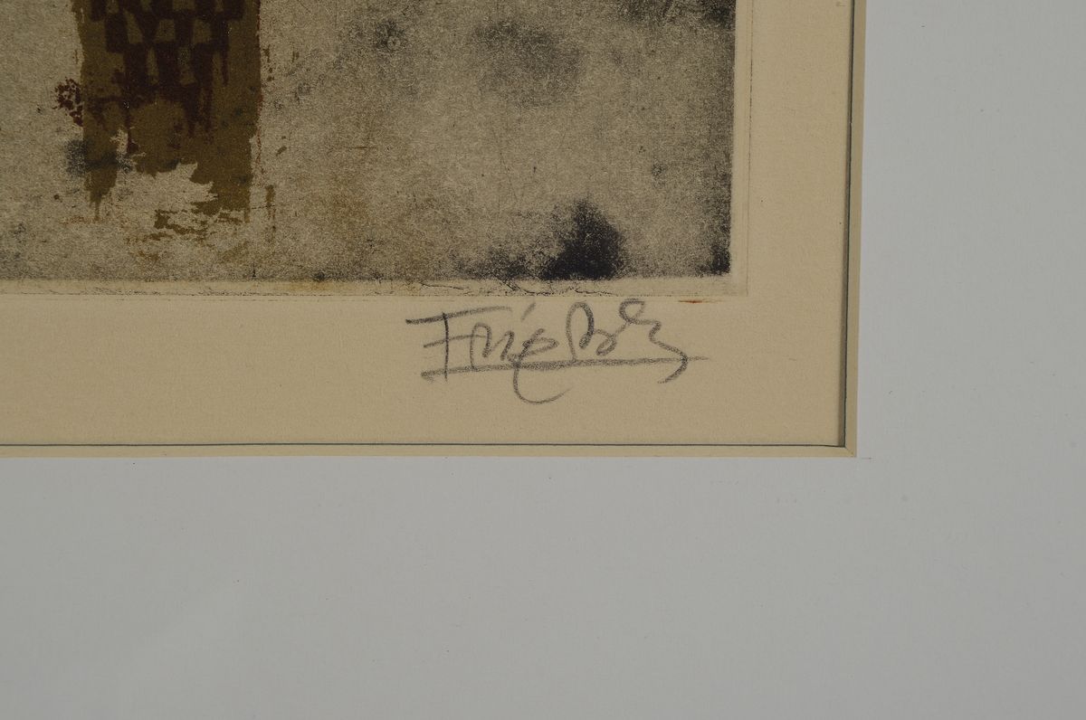 Detail a: Johnny Friedländer, 1912-1992, Farbradierung, handsigniert, ca. 22x18cm, PP, u.Gl. R. ca. 63x44cm