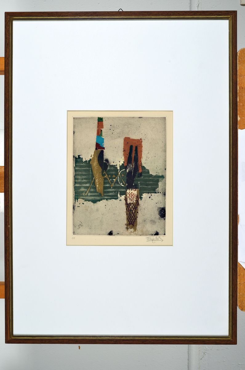 Detail k: Johnny Friedländer, 1912-1992, Farbradierung, handsigniert, ca. 22x18cm, PP, u.Gl. R. ca. 63x44cm