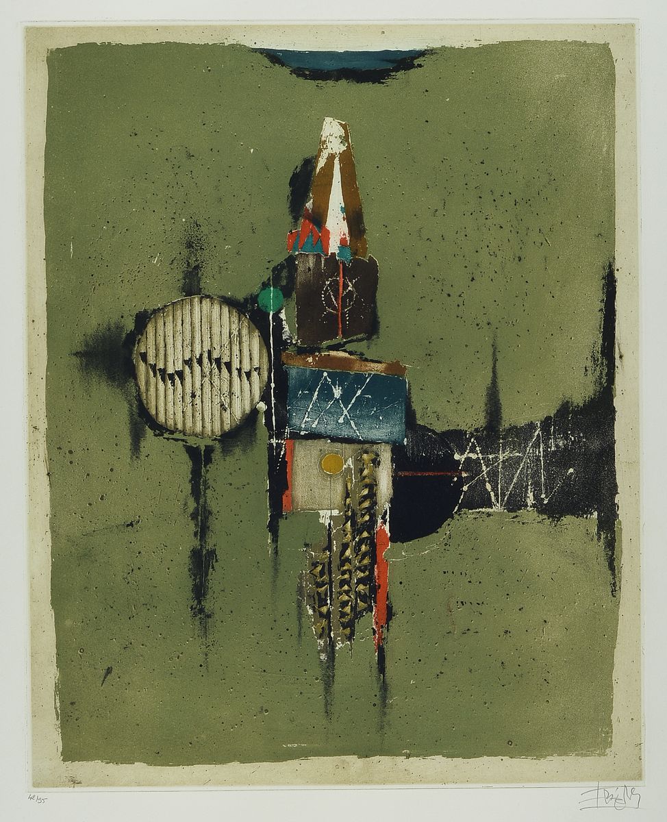 Johnny Friedländer, 1912-1992, Farbradierung, handsigniert, num. 42/95, ca. 52x42cm, u.Gl., R. ca. 88x68cm