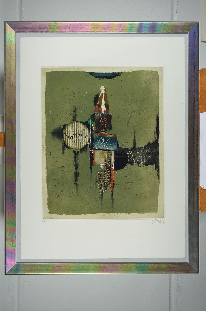 Detail k: Johnny Friedländer, 1912-1992, Farbradierung, handsigniert, num. 42/95, ca. 52x42cm, u.Gl., R. ca. 88x68cm