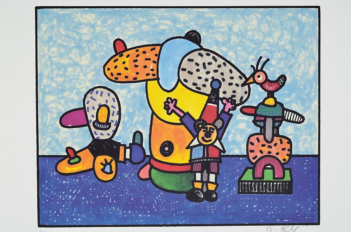 Detail o: Otmar Alt, geb. 1940 Wernigerode, 3 Farbsiebdrucke, alle handsigniert, 1x dat. 75, num. 83/200, ca. 15x12cm; 1x num. 3/99, ca. 17.5x22.5cm; 1x bez. ...