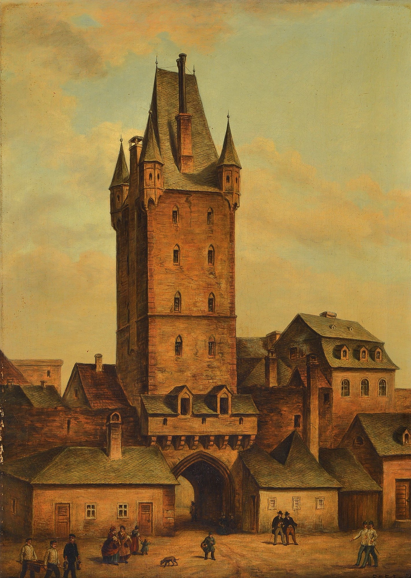 Kopie von Stephan Schmitt, Mainz, um 1920, Holzturm in Mainz, Öl/Lwd., sign., verso bezeichnet mit Stempel, Gemäldesammlung der Stadt Mainz, Kopie ...