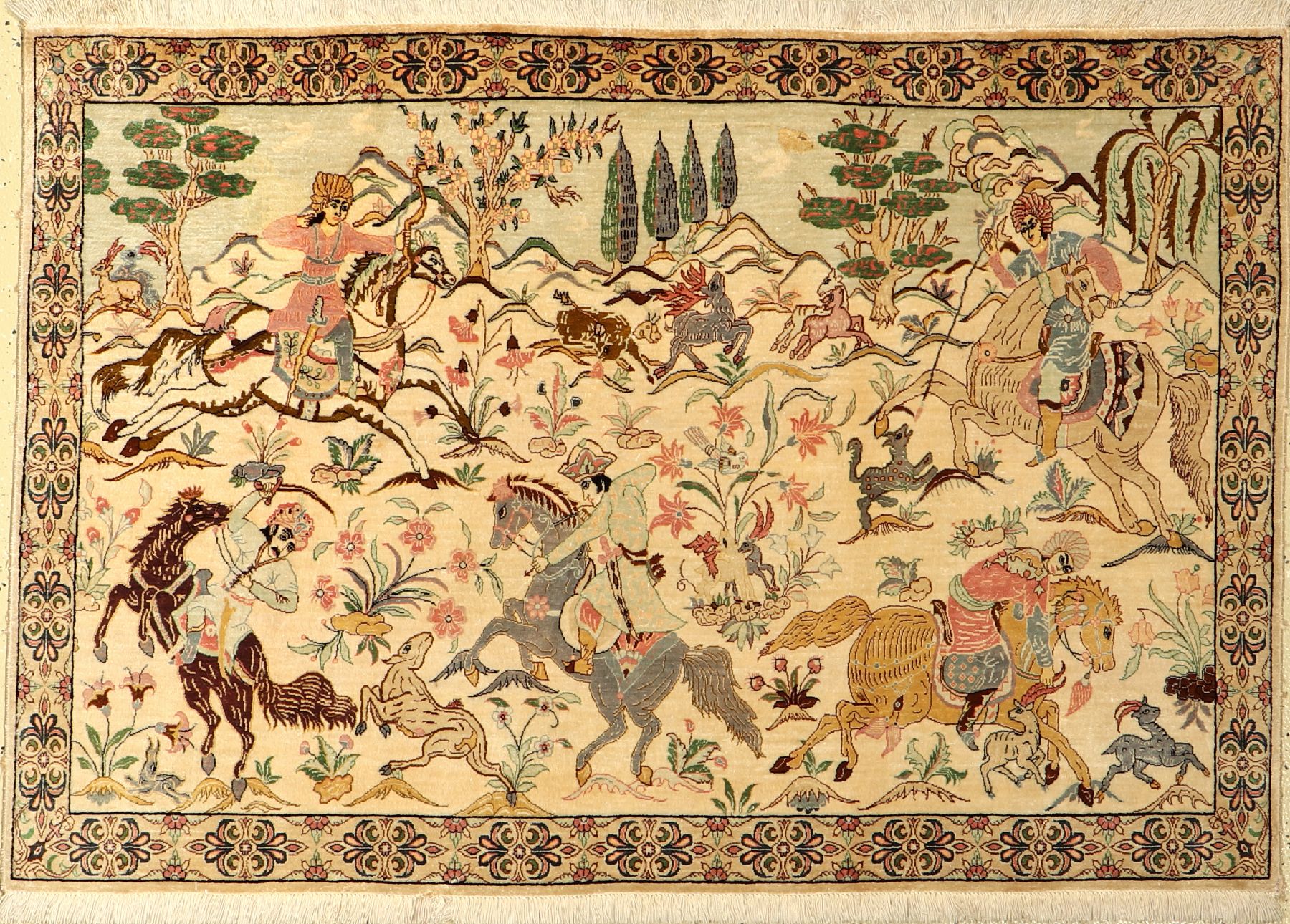 Ghom Seide fein Signiert, Persien, ca. 20 Jahre, reine Naturseide, ca. 151 x 101 cm, ca.1,0 Mio. Kn/qm, EHZ: 2