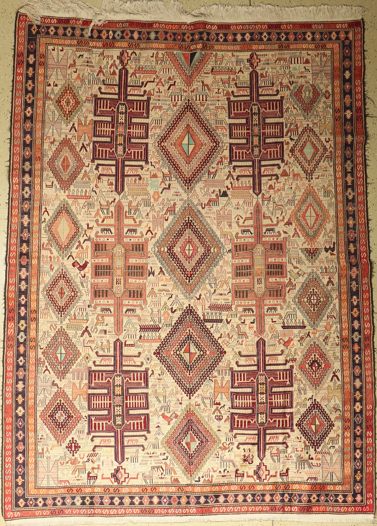 Verneh Flosh Seide, Azerbaijan, ca. 1950 Jahre, Floshseide, ca. 278 x 197 cm, EHZ: 2-3