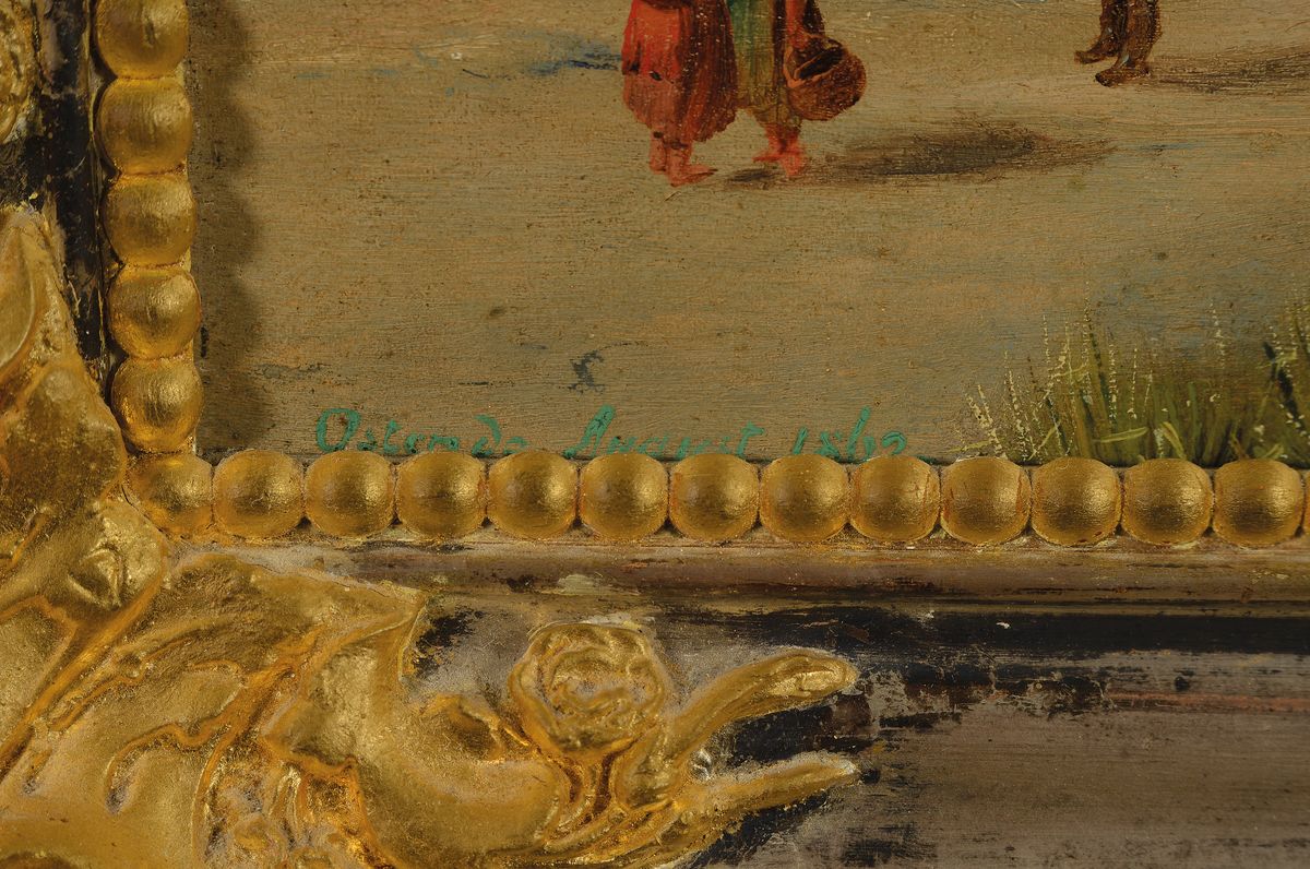 Detail a: F. Kölitz, dat. 1870, zwei Gemälde, Ostende August 1862 und Scheveningen August 1864, beide in rot signiert und dat. 1870 und 1875, Öl/Lwd, ca. ...
