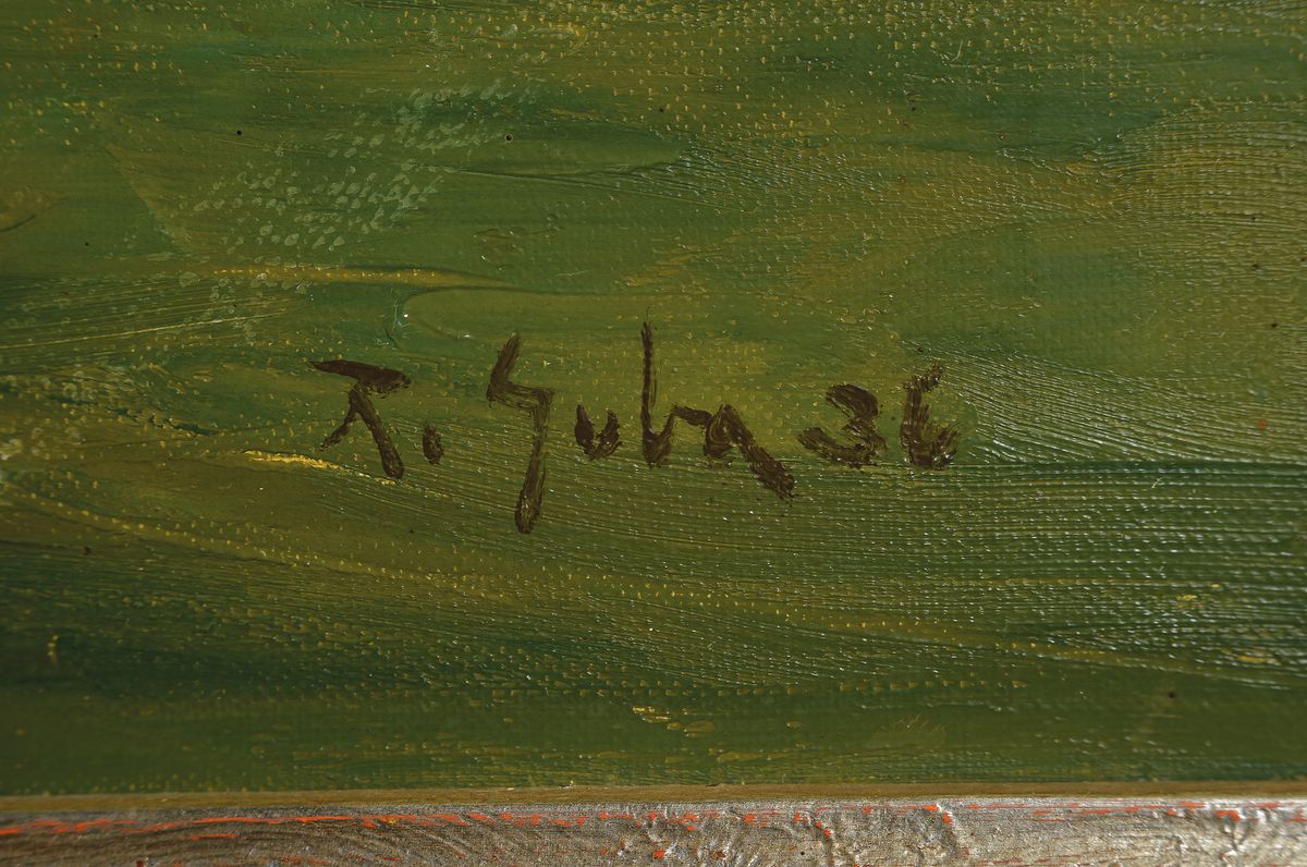 Detail a: Rudolf Anton Guba, 1884-1950, Segelboote in der Dämmerung, Öl/Lwd, signiert, ca. 70 x 100 cm, Rahmen