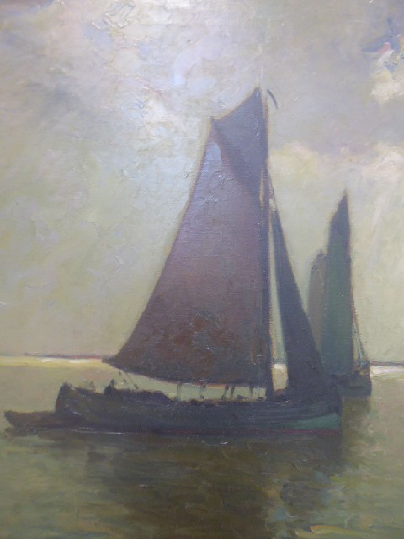 Detail i: Rudolf Anton Guba, 1884-1950, Segelboote in der Dämmerung, Öl/Lwd, signiert, ca. 70 x 100 cm, Rahmen