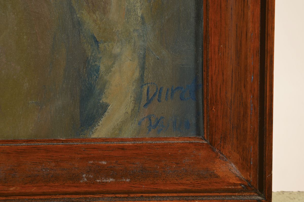 Detail a: Duret, französischer Maler, um 1900, weiblicher Rückenakt, Öl/Malkarton, rechts unten signiert und bez.: Paris, ca. 48x33cm, u.Gl., R. ca. 53x39cm