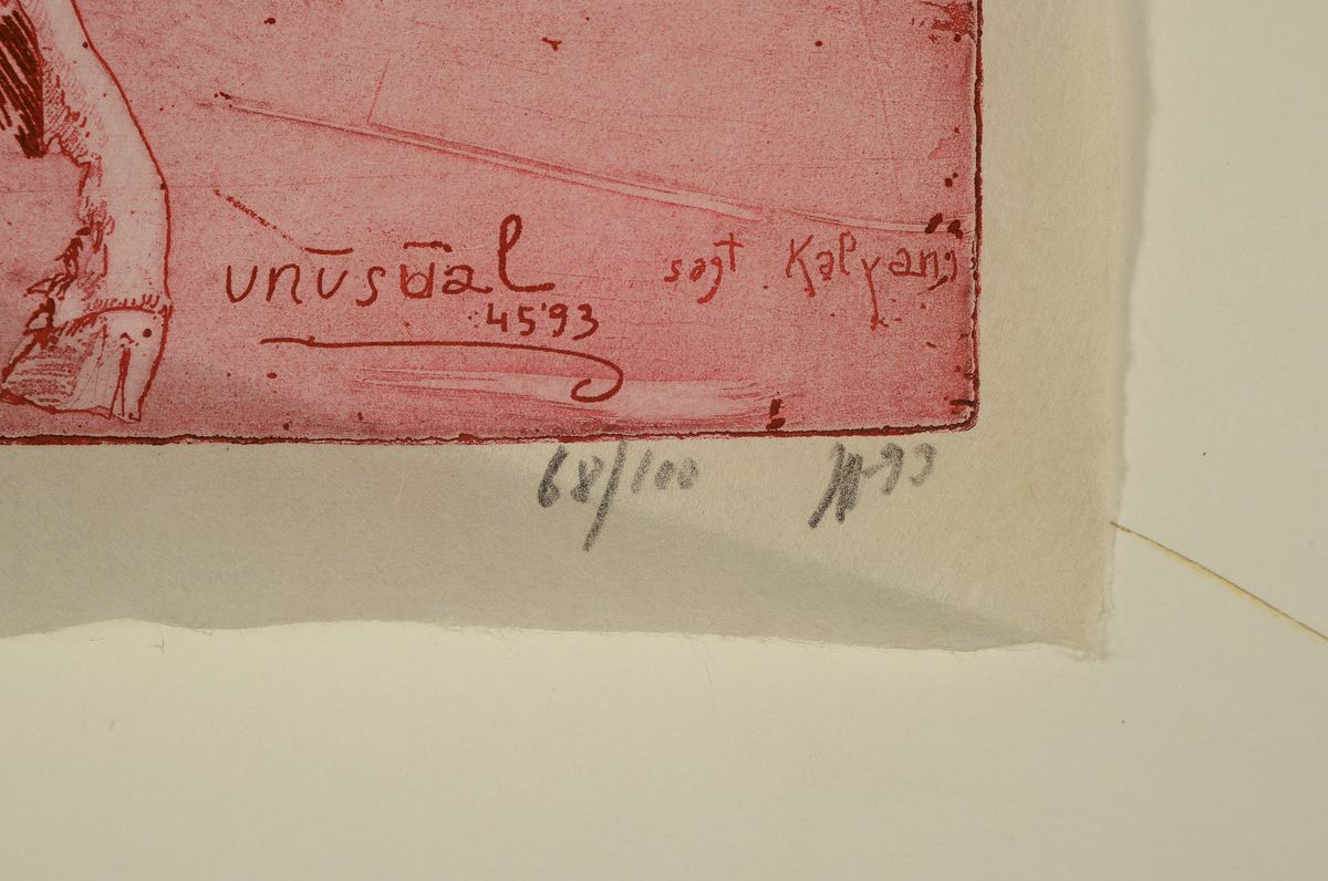 Detail a: Horst Janssen, 1929-1995, eine Journaille wird kastriert, Radierung von 1993 auf Japanpapier, signiert, datiert und num. 68/100, ca. 33x23cm