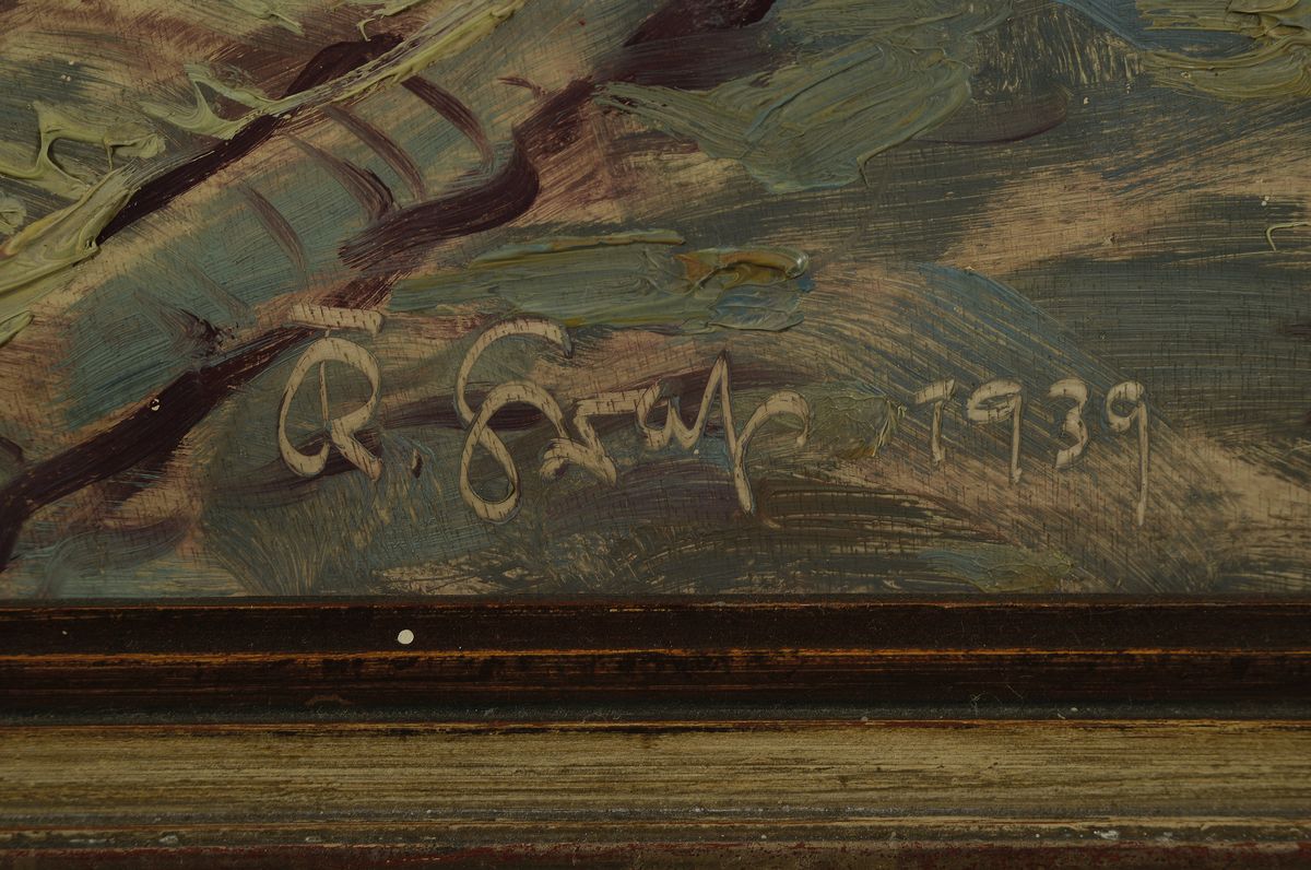 Detail a: Karl Graf, 1902-1986 Speyer, Blick in die Mandelgasse in Neustadt Haardt, Öl/Sperrholz, signiert, dat. 1939, ca. 85x110 cm, R. ca. 97x122cm