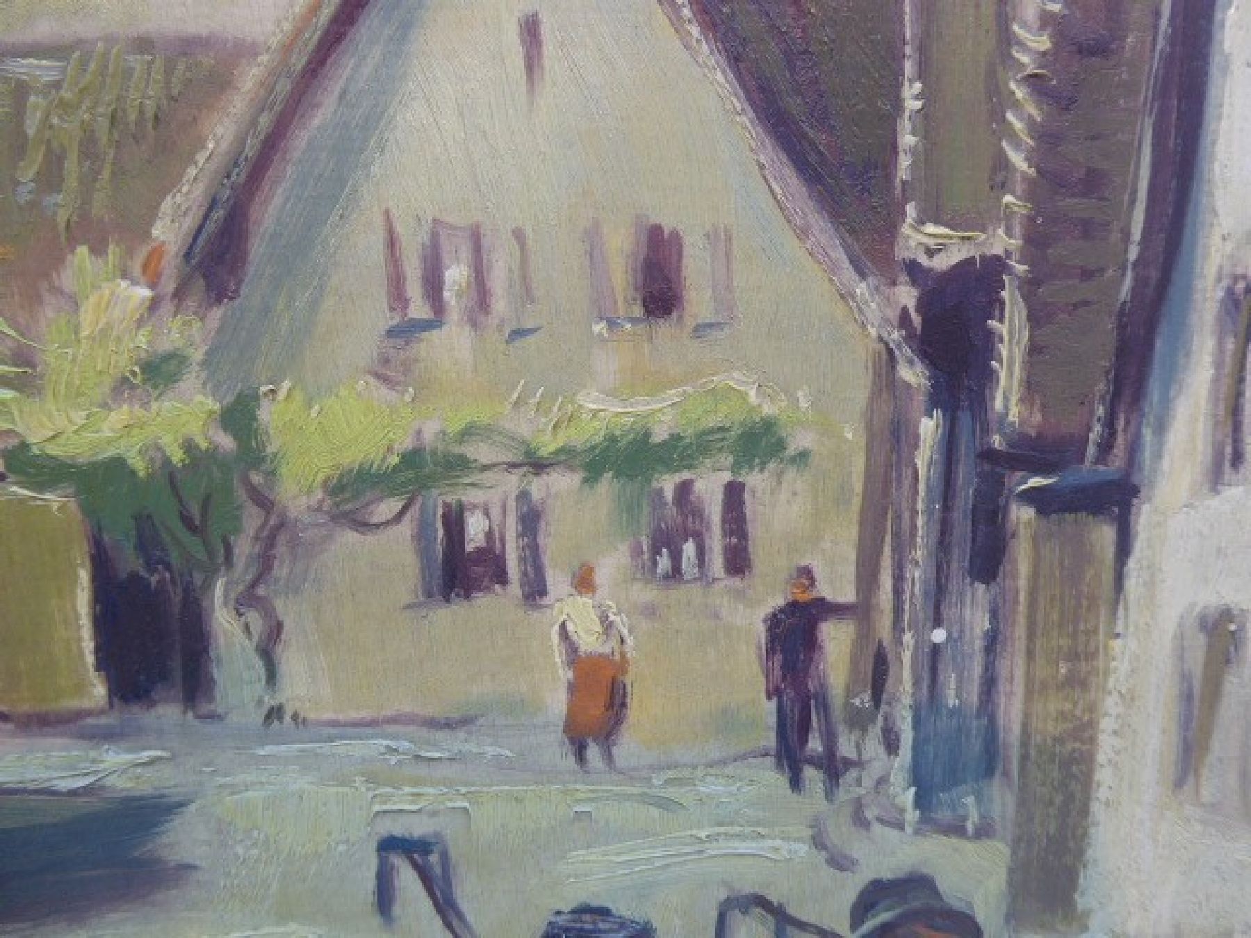 Detail d: Karl Graf, 1902-1986 Speyer, Blick in die Mandelgasse in Neustadt Haardt, Öl/Sperrholz, signiert, dat. 1939, ca. 85x110 cm, R. ca. 97x122cm