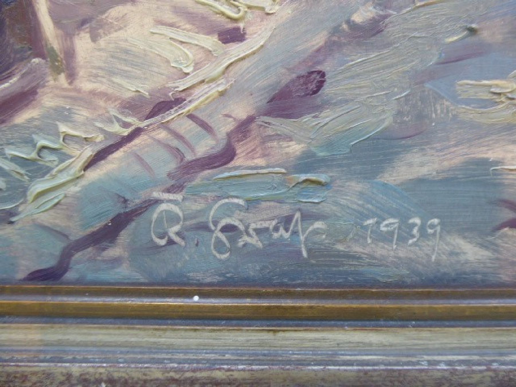 Detail e: Karl Graf, 1902-1986 Speyer, Blick in die Mandelgasse in Neustadt Haardt, Öl/Sperrholz, signiert, dat. 1939, ca. 85x110 cm, R. ca. 97x122cm