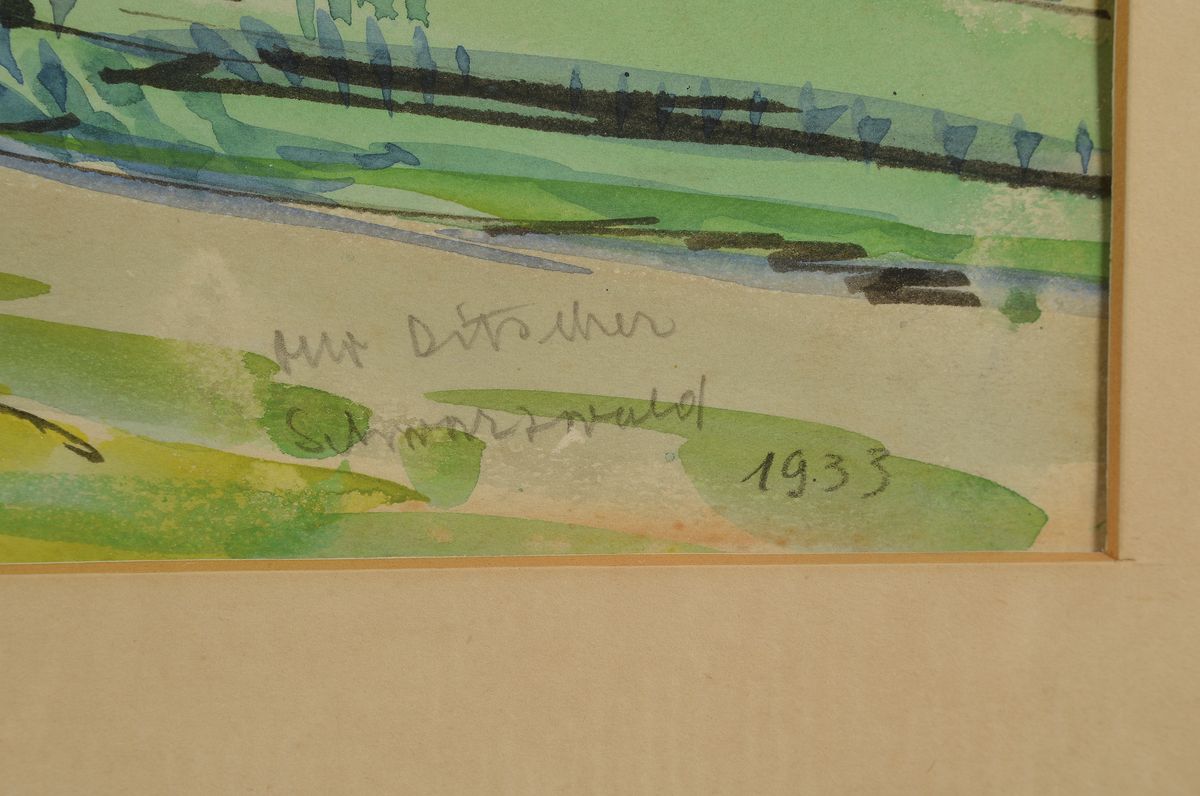 Detail a: Otto Ditscher, 1903 Neuhofen-1987, Ansicht aus dem Schwarzwald, Gouache auf Papier, rechts unten signiert, bez.: Schwarzwald und dat. 1933, ca. ...