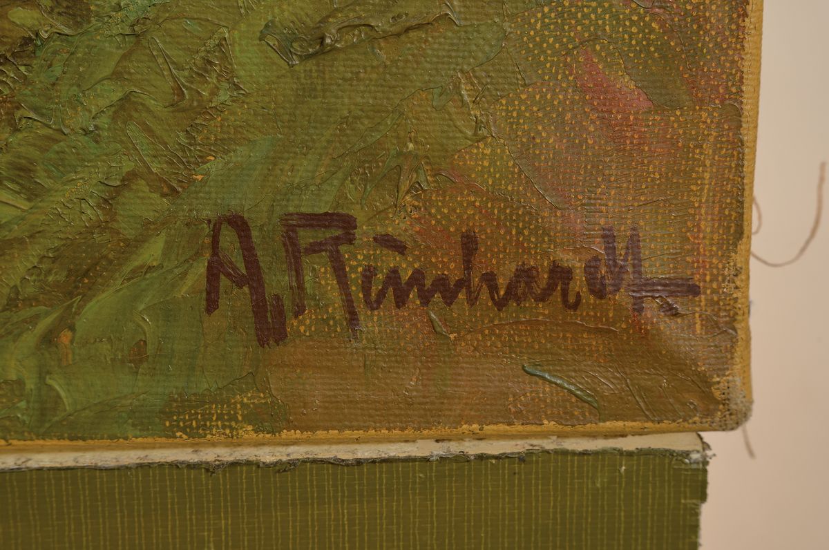 Detail a: Albert Leonhard Reinhardt, 1894-1949, Wildbach im Hochgebirge, Öl/Lwd, expressive Malweise, teils gespachtelt, rechts unten signiert, ca. 70x80cm