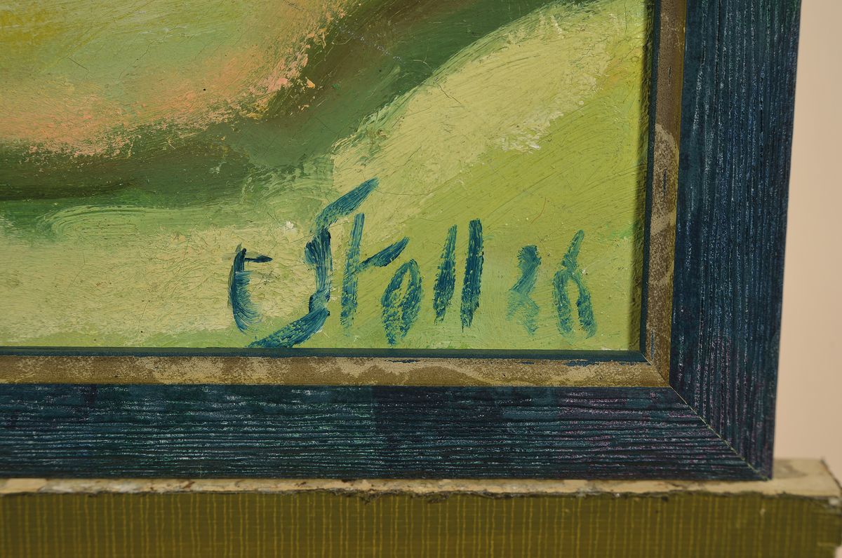 Detail a: Eugen Stoll, 1895-1978 Ludwigshafen, Studium an der Akademie Karlsruhe bei Albert Haueisen, hier: "Ein Sonnentag", rückseitig so betitelt, ...