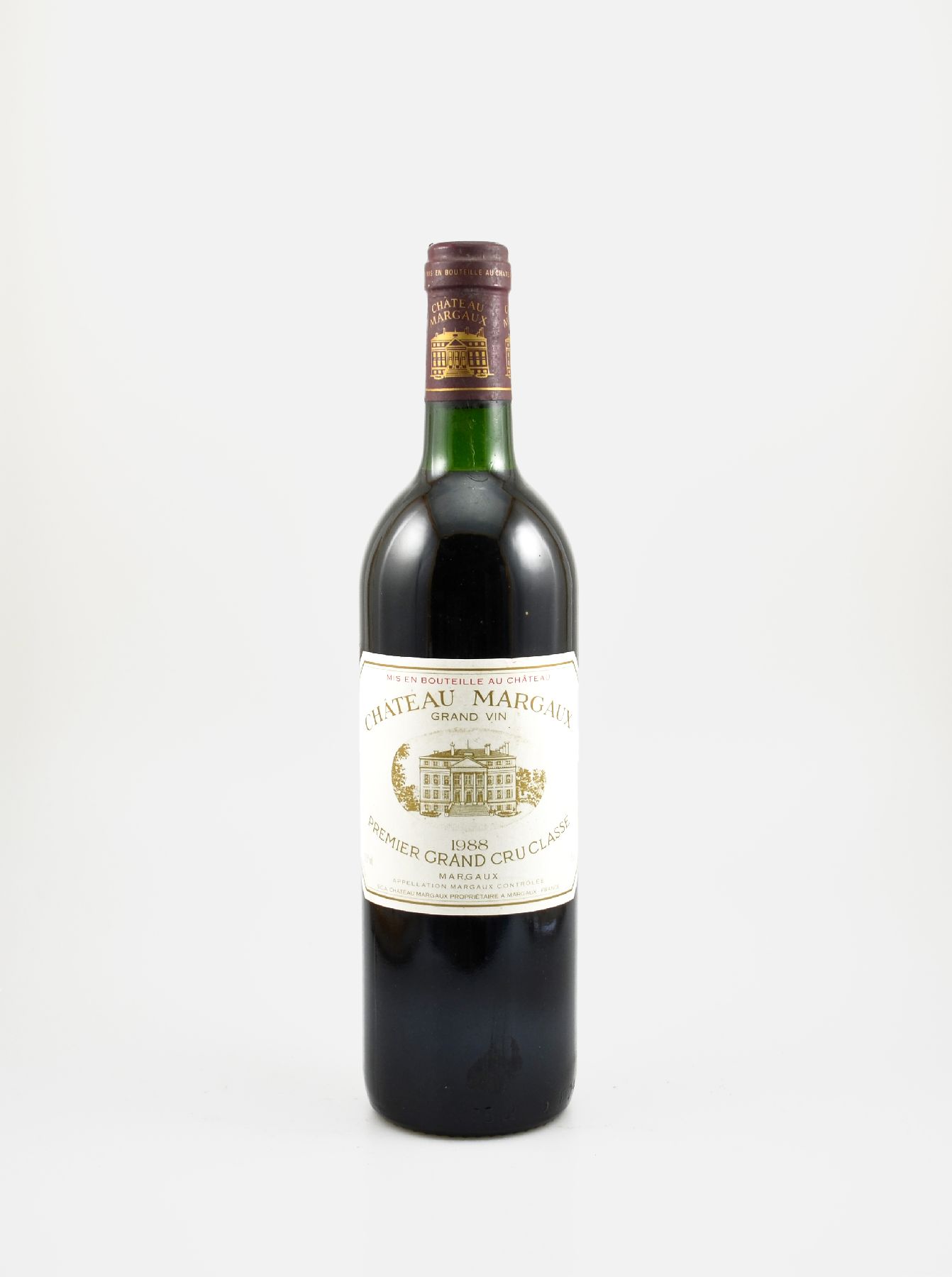 1 Flasche 1988 Chateau Margaux, Margaux, Premier Grand Cru Classe, ca. 75 cl, 12,5 % Vol., Füllstand: top shoulder, guter Erhaltungszustand, ...
