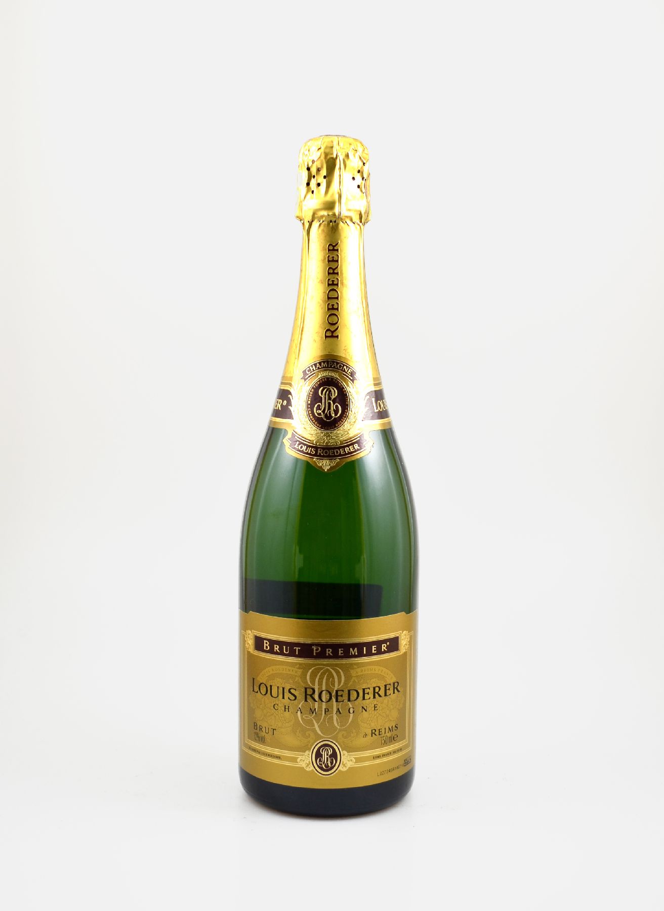 1 Flasche Louis Roederer Champagner, Brut Premier, Champagne, Reims, ca. 75 cl, 12 % Vol., Abstand zwischen Flaschenboden und Champagner: ca. 1 cm, ...