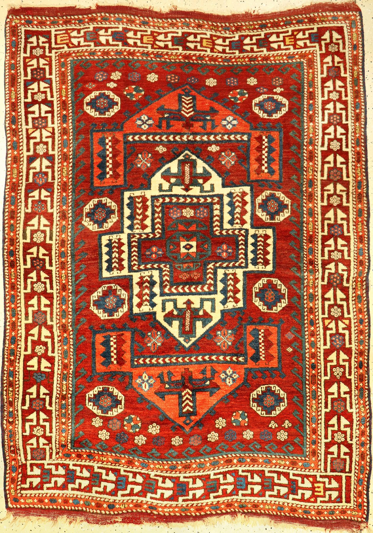 Bergama antik, Nordwestanatolien Chanakkale, 19.Jhd., Wolle geknüpft auf Wolle.Anatolischer Dorfteppich aus der Stadt Canakkale mit sogenannten ...