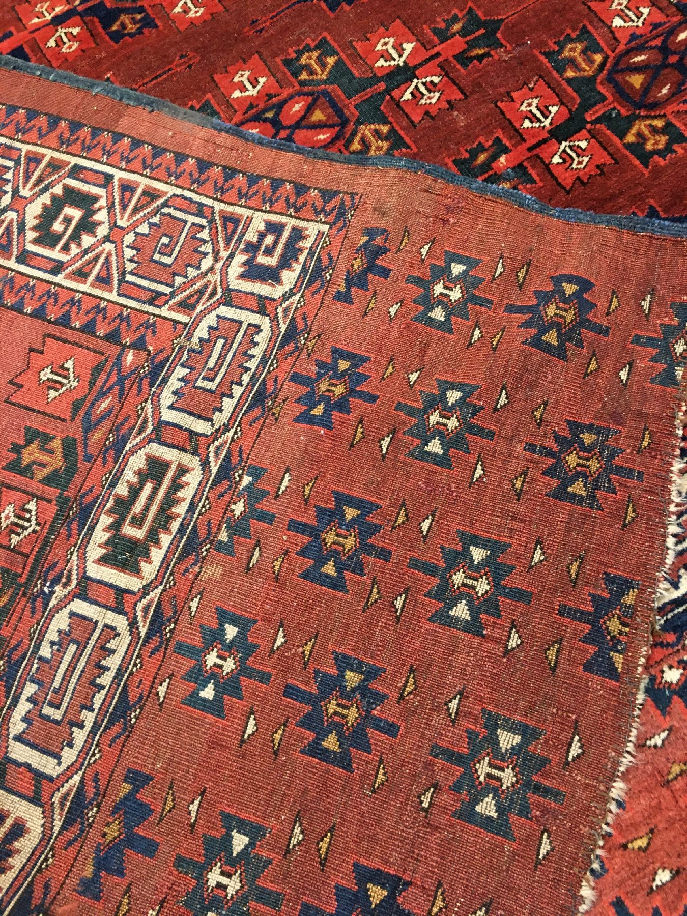 Detail h: Feiner Yomud "Kepse-Gül" Hauptteppich antik, Turkmenistan, 1.Hälfte 19.Jhd., Wolle geknüpft auf Wolle. Seltener Hauptteppich der ...