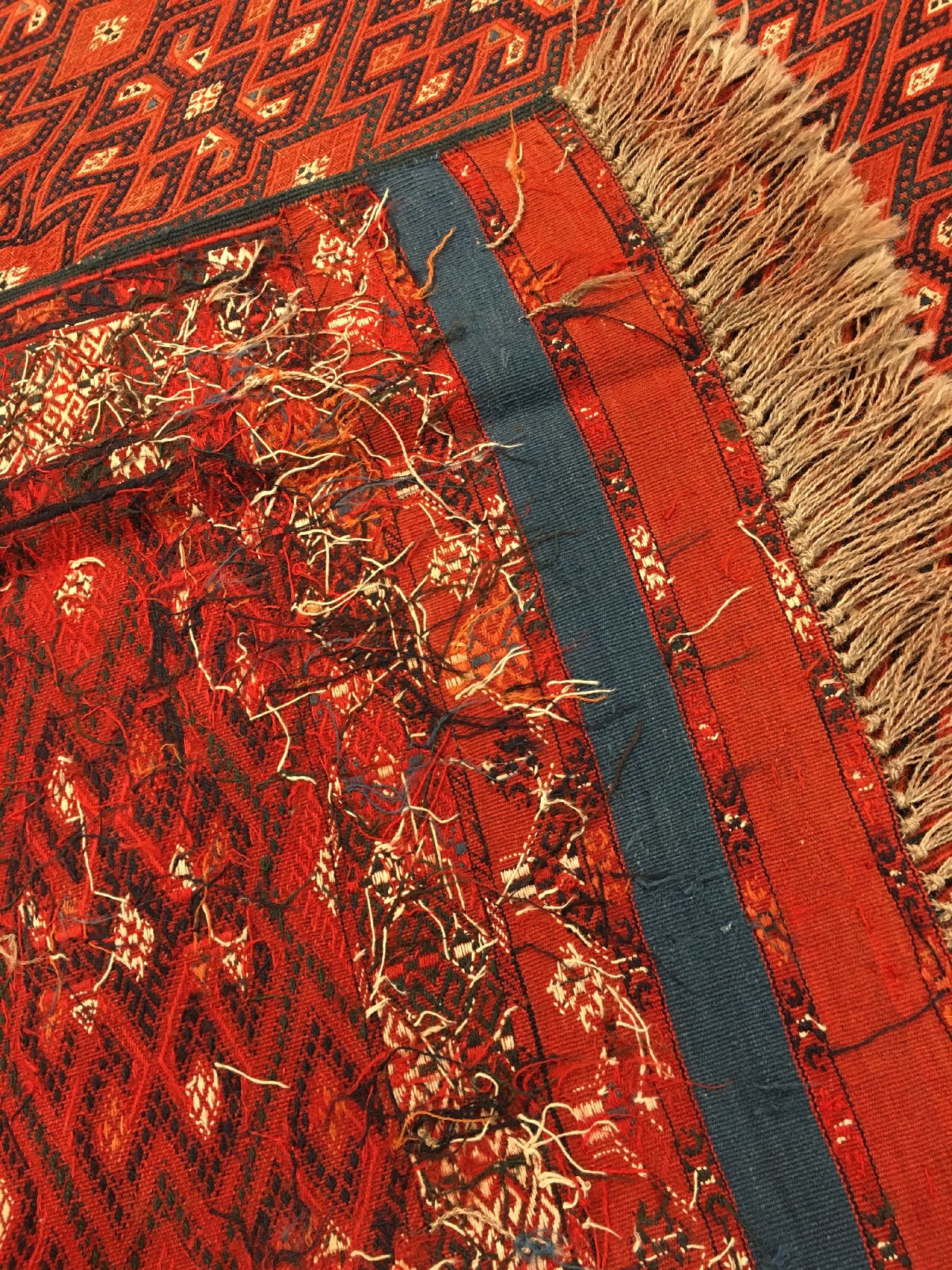Detail h: Sehr feiner großer Yomud "Sumakh-Kelim" Hauptteppich antik, Turkmenistan, Ende 19.Jhd., Wolle gewebt auf Wolle. Bemerkenswert fein ...
