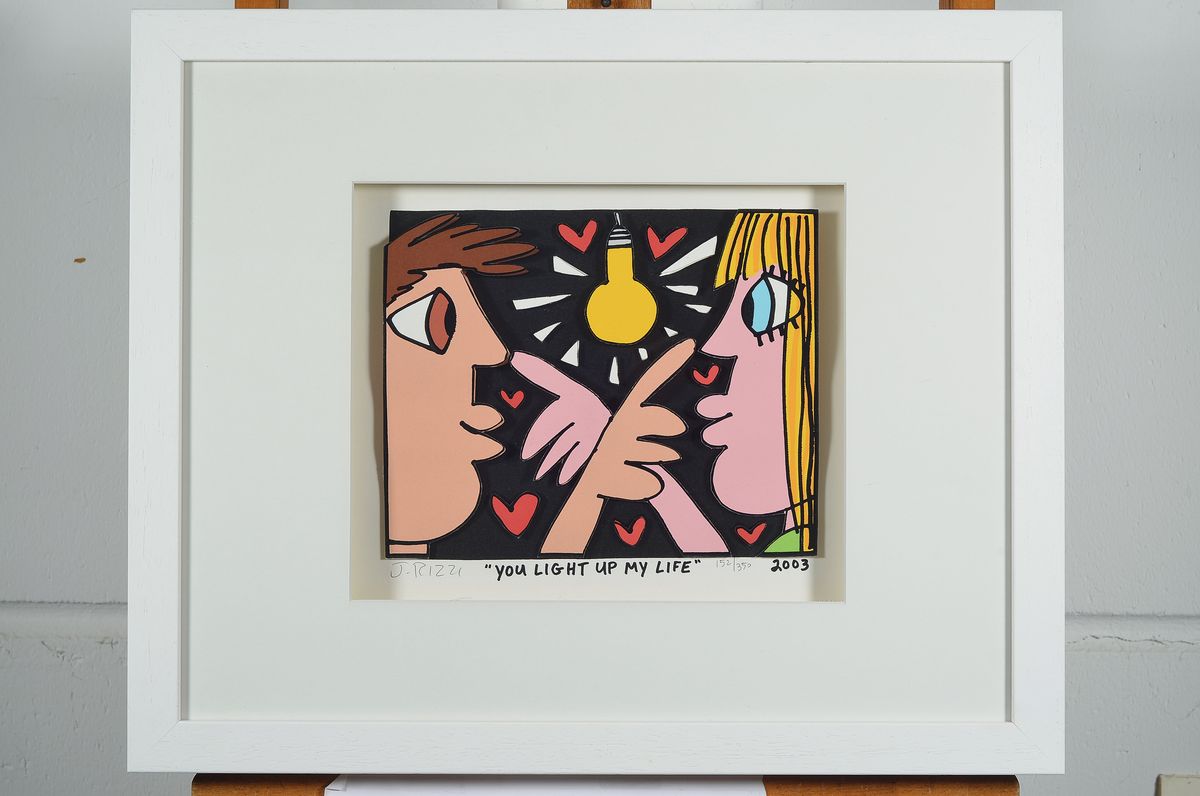 Detail k: James Rizzi, 1950-2011, "You Light up my Life", 3D-Konstruktion, handsign., dat.2003, num. 152/350, unter Glas gerahmt, Motiv ca. 21x26 cm, ...