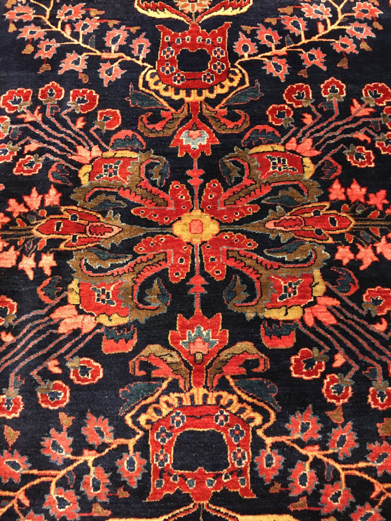 Detail c: Großer Sarogh "Mohajeran" (US Re-Import) antik, Westpersien, Ende 19.Jhd., Korkwollegeknüpft auf Baumwolle. Dekorativer Mohajeran-Sarogh ...