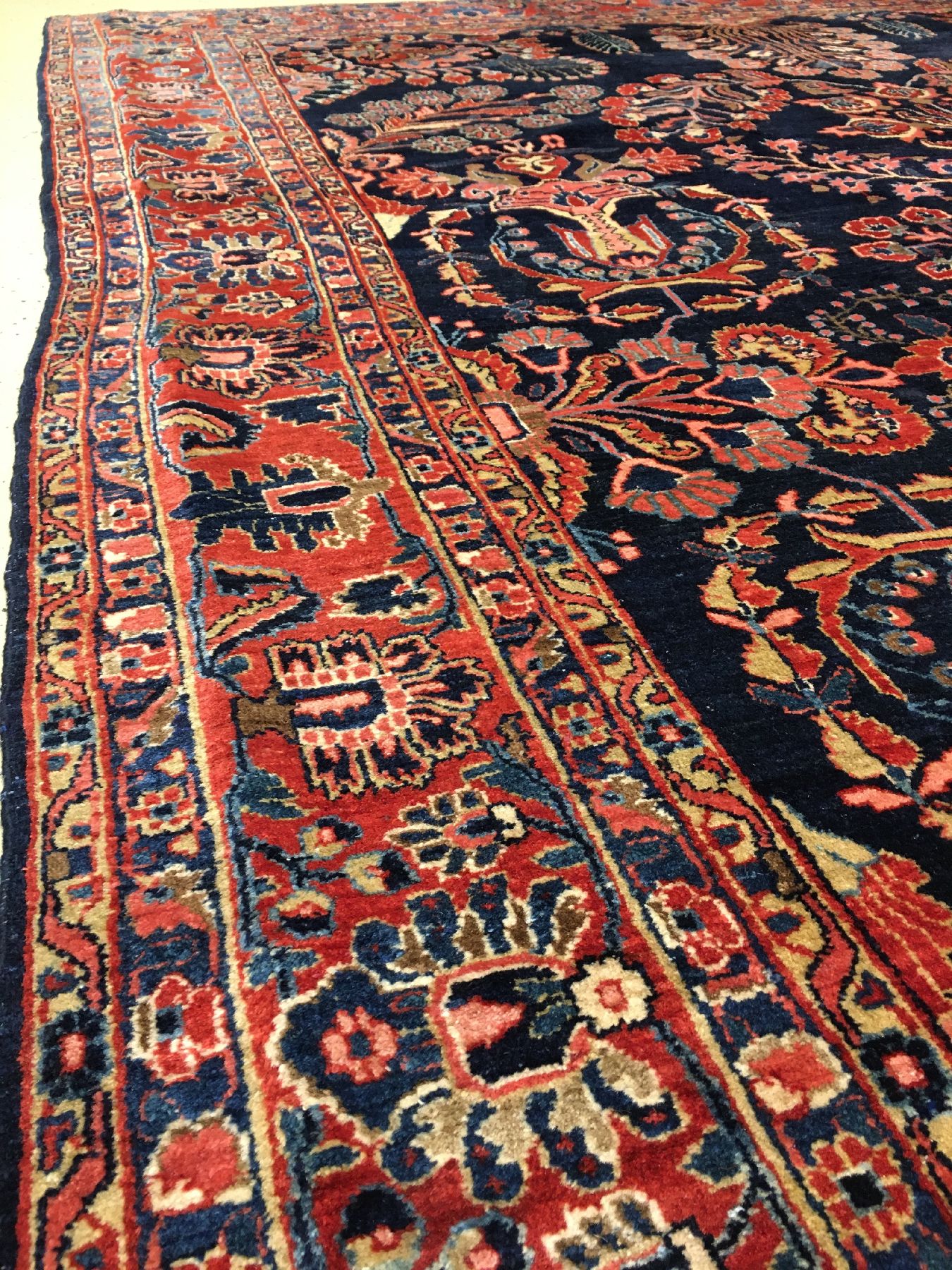 Detail f: Großer Sarogh "Mohajeran" (US Re-Import) antik, Westpersien, Ende 19.Jhd., Korkwollegeknüpft auf Baumwolle. Dekorativer Mohajeran-Sarogh ...