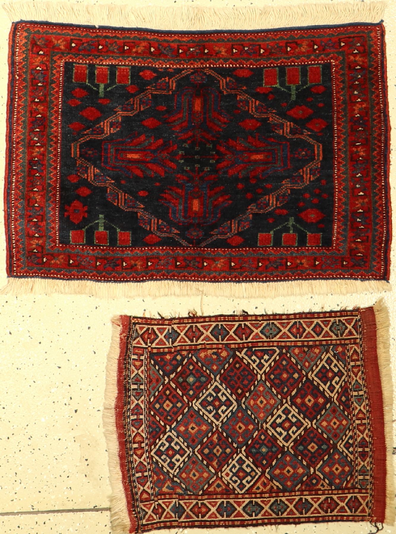 (2 Lots) 1xAfshar 1xKordi, Persien, um 1900, Wolle auf Wolle, EHZ: 2-3
