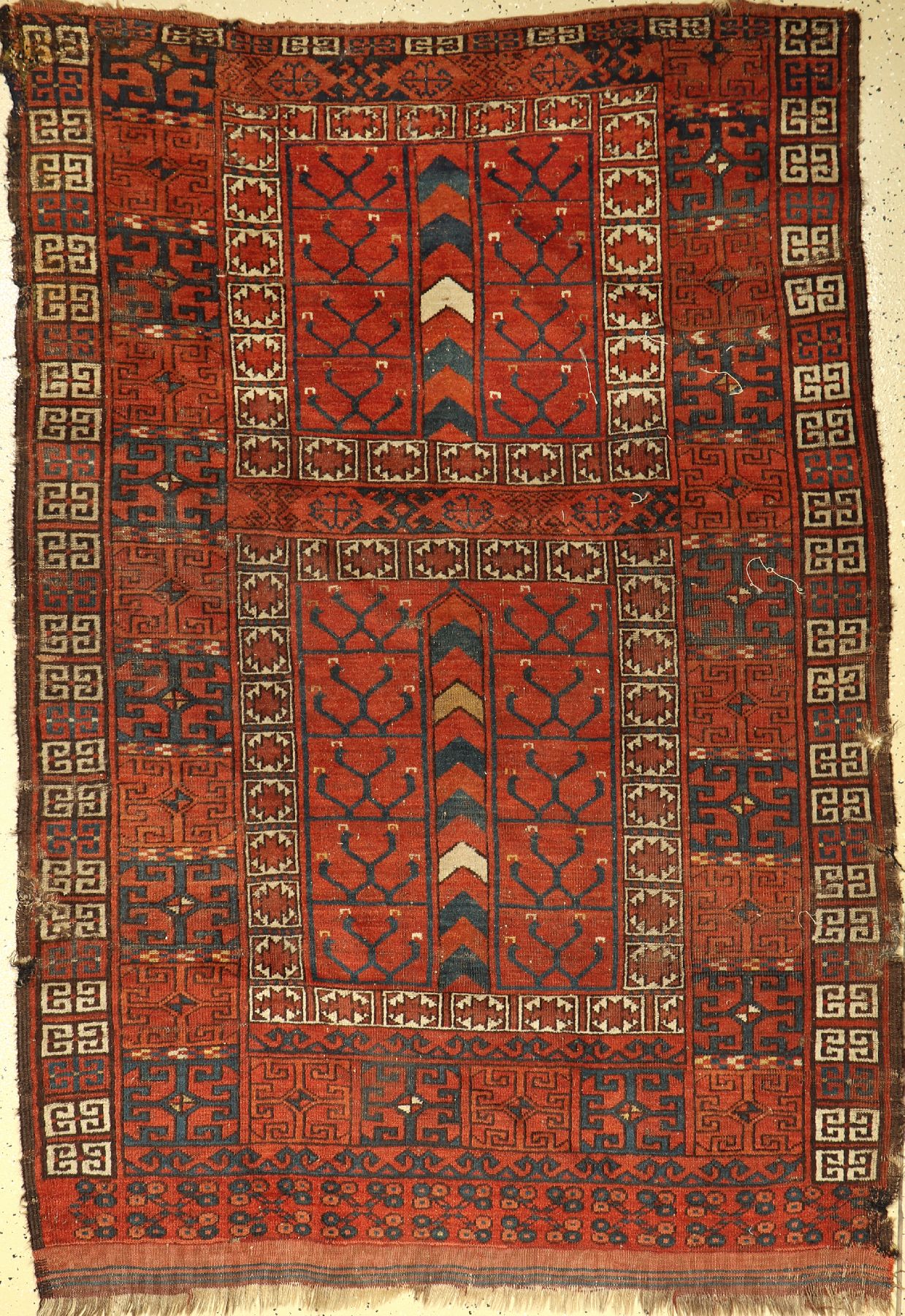 Ersari Engsi antik, Turkmenistan, 19.Jhd., Wolle auf Wolle, ca. 192 x 135 cm, (Alters undGebrauchsspuren)