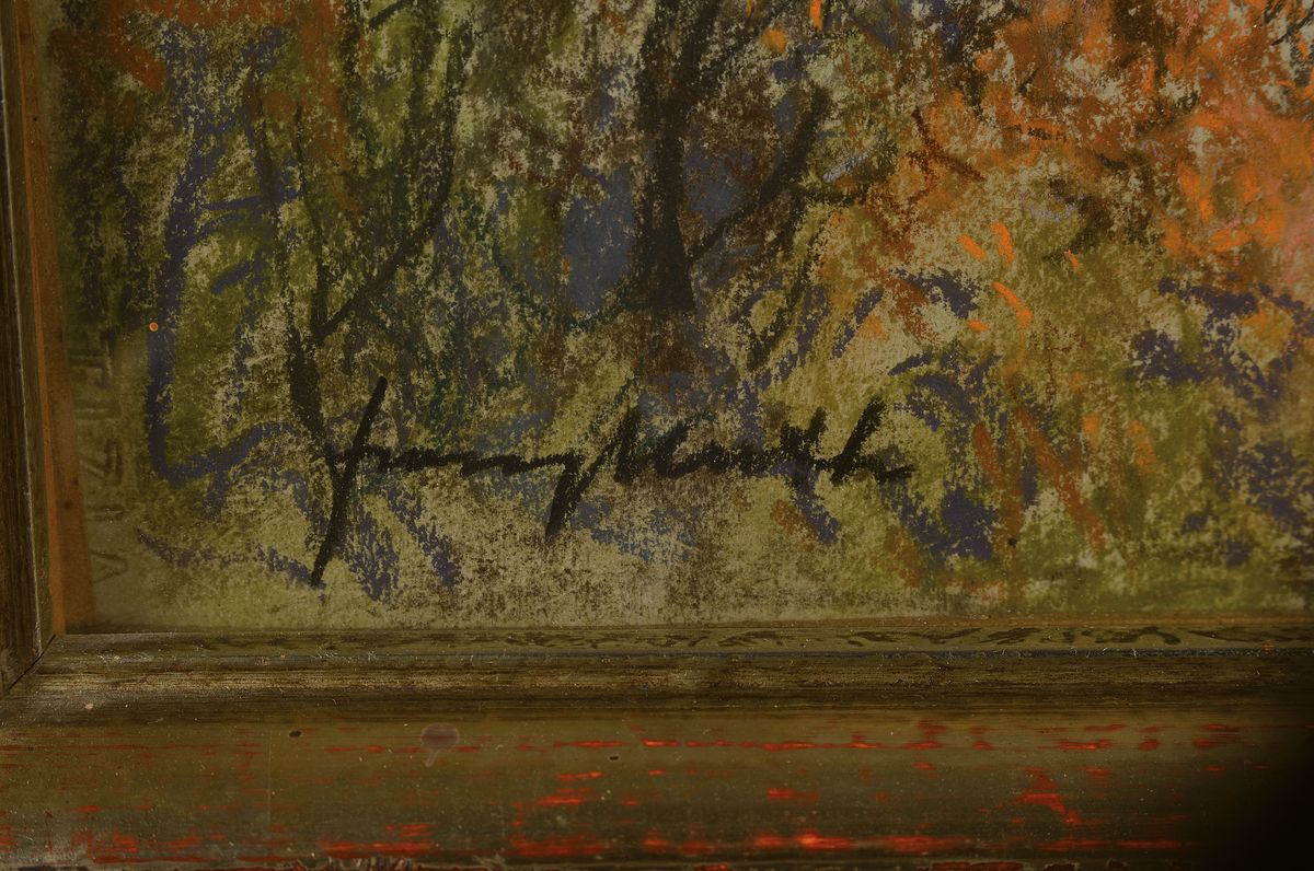 Detail a: Franz Muth, 1. Hälfte 20. Jh., Blick auf die Stadt Heidelberg mit Neckar, Pastell/ Papier, li. u. signiert, ca. 30 x 47 cm unter Glas, Rahmen, 38.5 ...