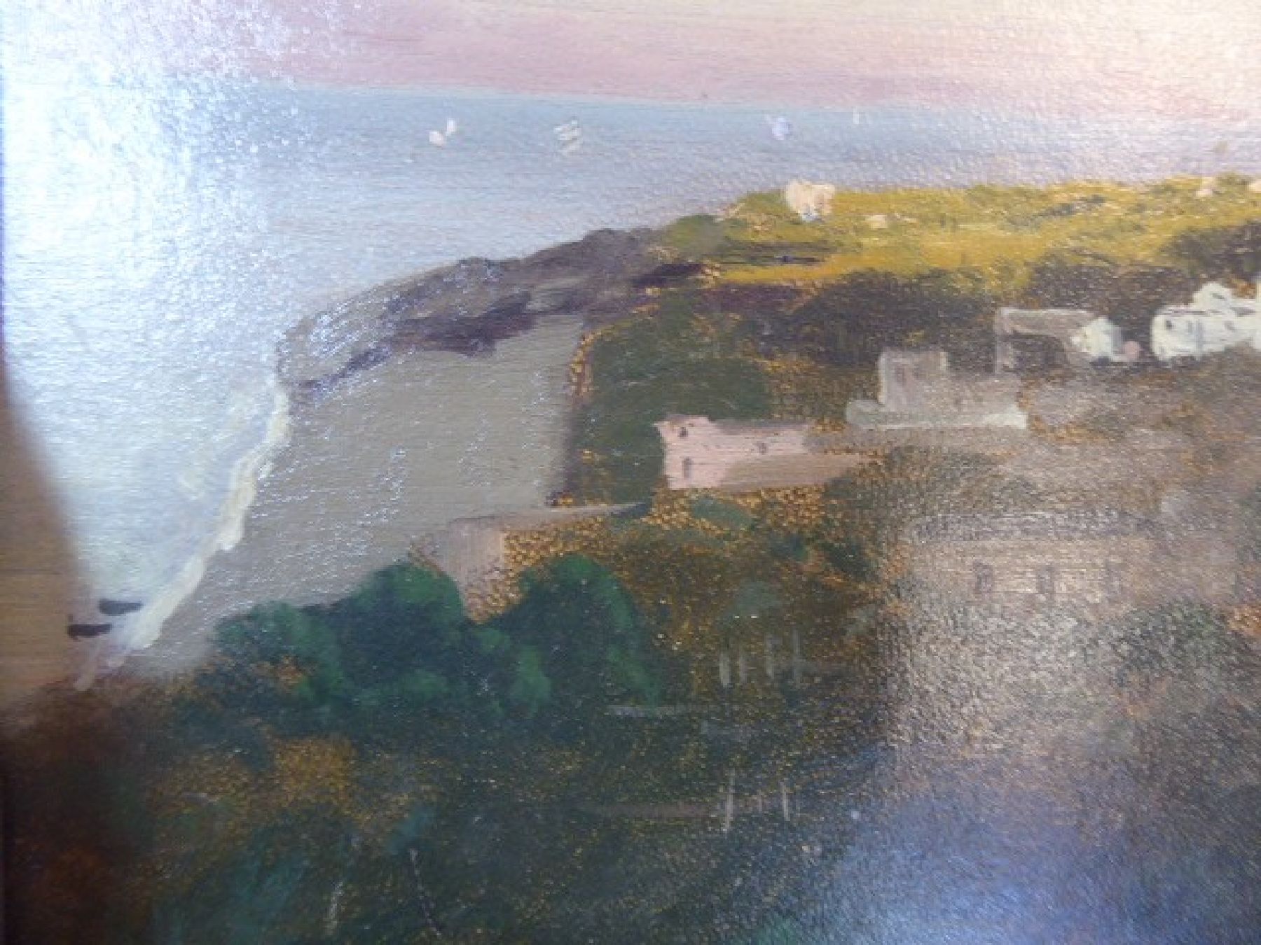 Detail g: Carl Wuttke, 1849 Tebnitz - 1927 München, Blick auf Lagune d'Ischia, Öl/Holz, verso bezeichnet und signiert, 26 x 34 cm, Rahmen, leichte ...