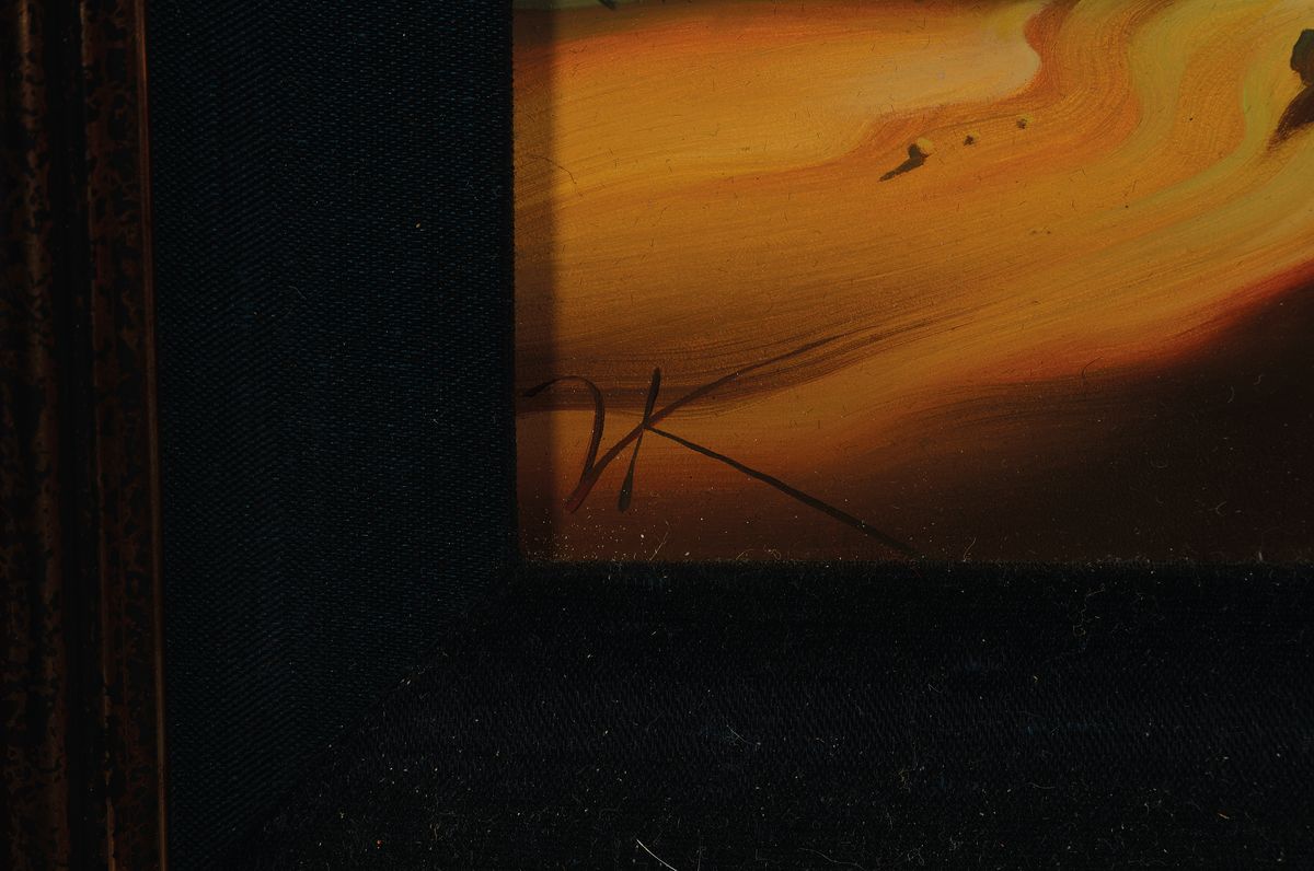 Detail a: Vladimir Kush, Muschel und Pyramide, surrealistische Darstellung, Acryl/Platte, signiert, ca. 34.5 x 27 cm, Rahmen