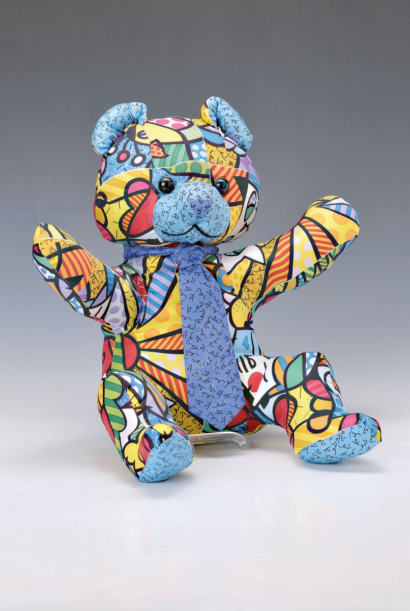 Britto Romero, geb. 1963 Brasilien, Garden Teddy "Boy", limitierte Auflage, anlässlich einer Vernissage mit Silberstift auf Krawatte ...