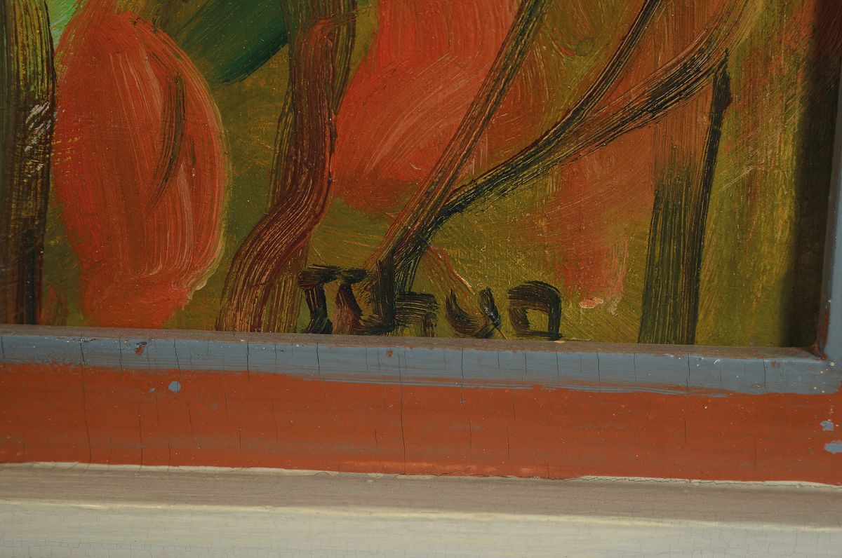 Detail a: Erich Schug, 1906 Ludwigshafen-1982 Bad Dürkheim, Blick auf die Limburg, Öl/Hartfaser, rechts unten signiert, ca. 65x80cm, R. ca. 71x86cm
