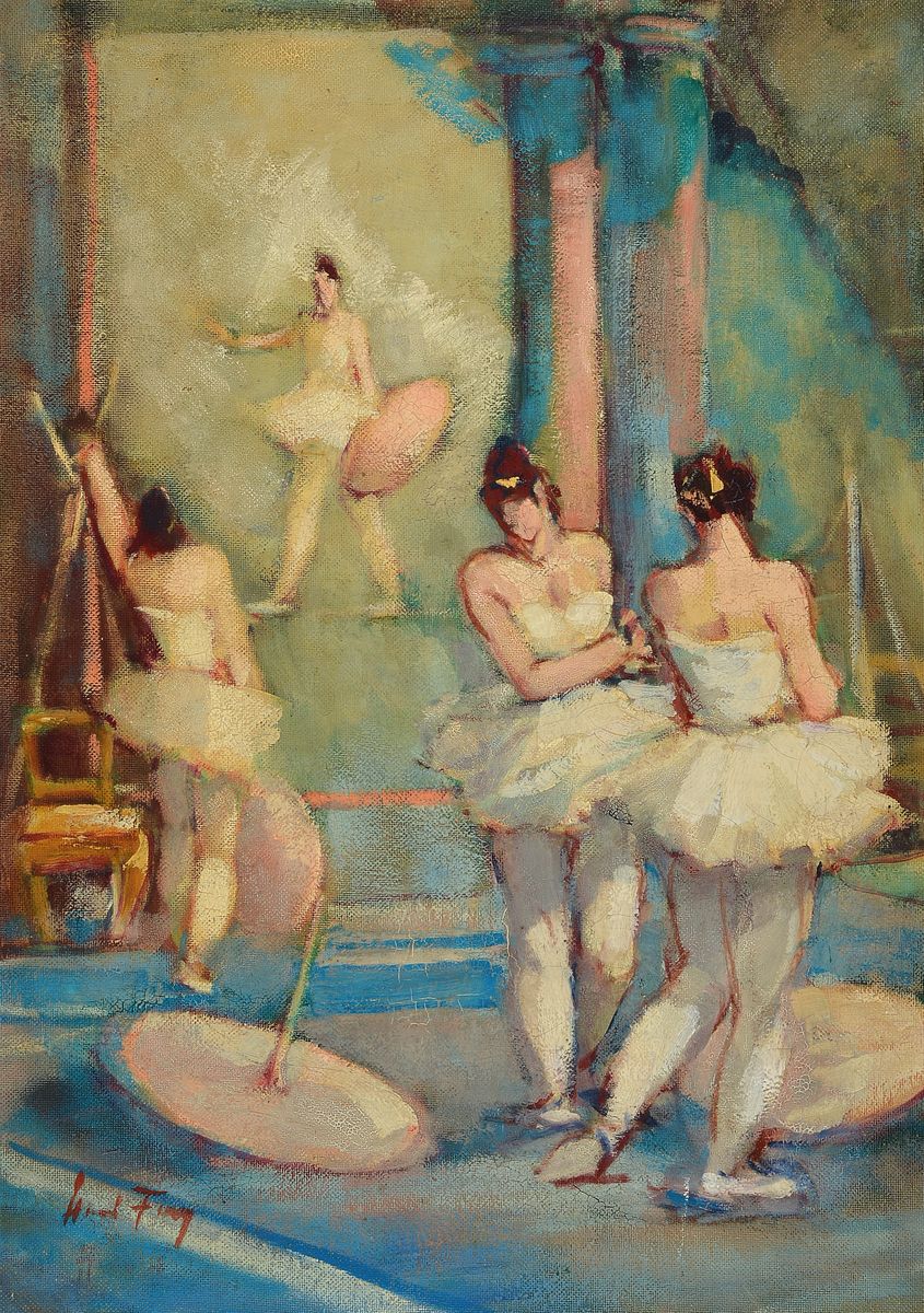 Hanns Fay, 1888 Frankenthal-1957 Neustadt, Seiltänzerinnen, Öl/Malkarton, links unten signiert, ca. 92x66cm, R. ca. 105x79cm