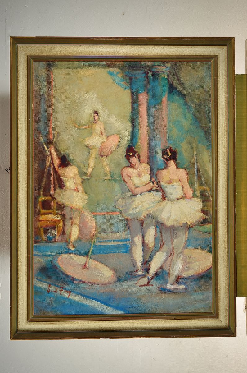 Detail k: Hanns Fay, 1888 Frankenthal-1957 Neustadt, Seiltänzerinnen, Öl/Malkarton, links unten signiert, ca. 92x66cm, R. ca. 105x79cm