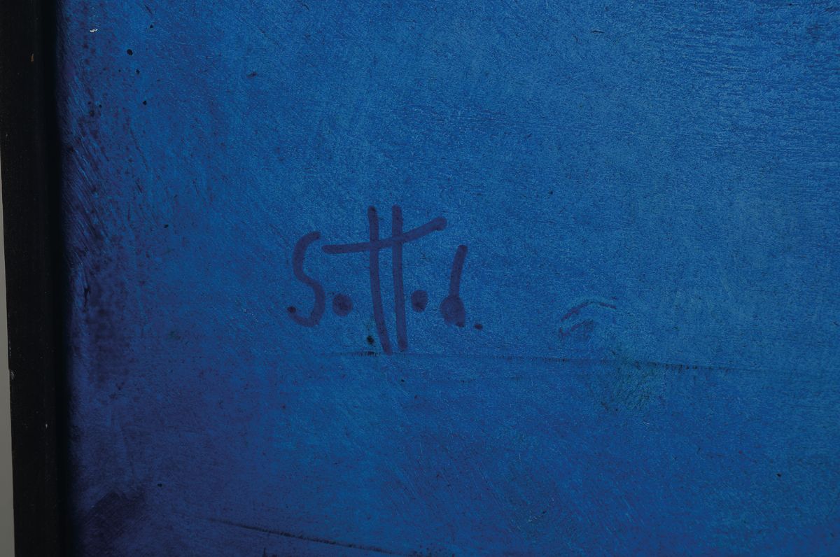 Detail a: Lucien Sotto, zeitgenössischer Belgischer Künstler, Öl/Lwd, abstrakte Komposition, links unten sign., ca. 73,5x55,5 cm, Leisten