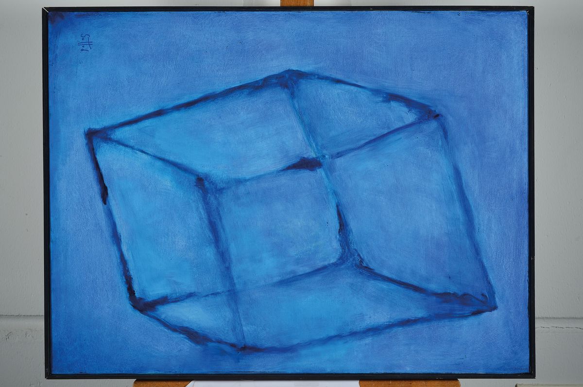 Detail k: Lucien Sotto, zeitgenössischer Belgischer Künstler, Öl/Lwd, abstrakte Komposition, links unten sign., ca. 73,5x55,5 cm, Leisten