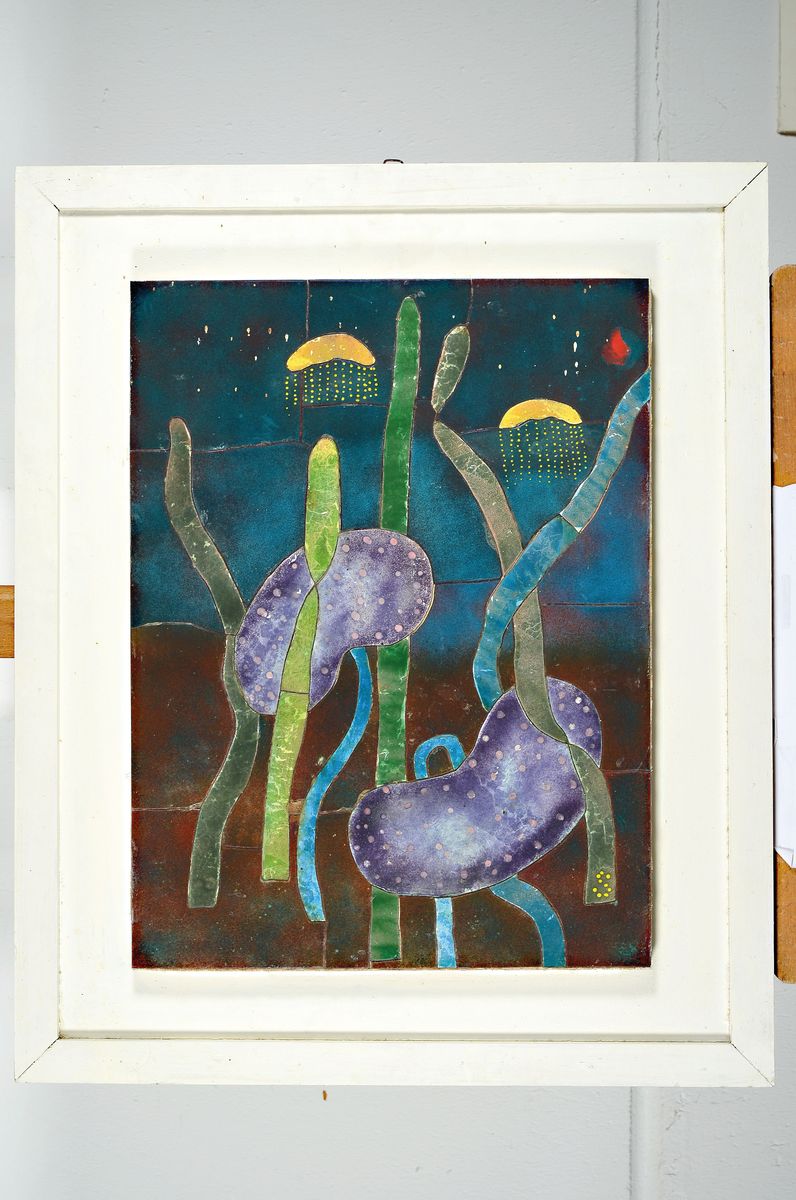 Detail k: Hermann Schütte, 1893-1974, "Unter Wasser", verso dat.72, ca. 63,5x52,5 cm
