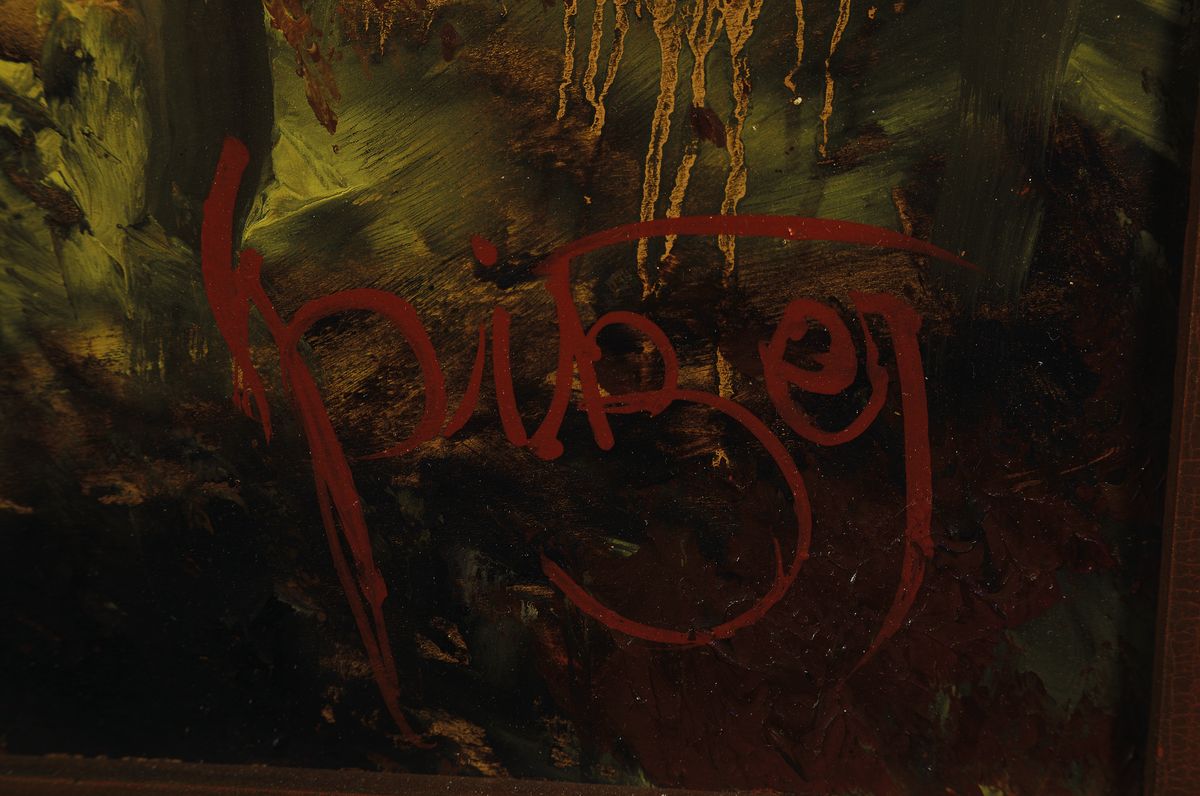 Detail a: Karl Philipp Spitzer, 1887-1954 Speyer, Anebos bei Annweiler, so rückseitig betitelt, Öl/Holz, signiert, ca. 100x90cm, T. ca. 114x104cm