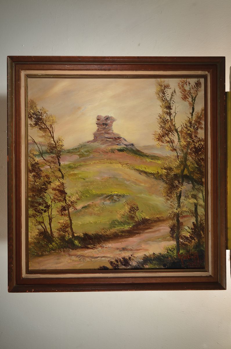 Detail k: Karl Philipp Spitzer, 1887-1954 Speyer, Anebos bei Annweiler, so rückseitig betitelt, Öl/Holz, signiert, ca. 100x90cm, T. ca. 114x104cm