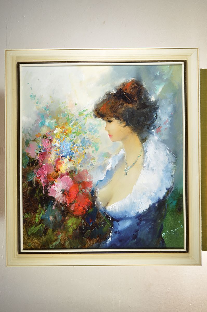 Detail k: Ingfried Paul Henze-Morro, genannt Paul Morro,1925 Leipzig-2013, Junge Frau mit Blumenbukett, Öl/Lwd, rechts unten signiert, ca. 80x70cm, R. ca. ...