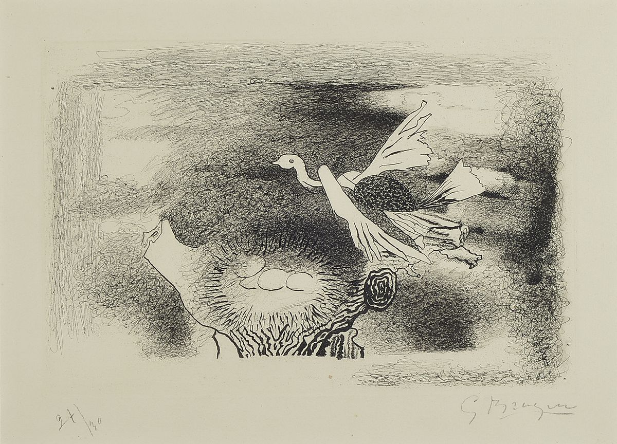 Georges Braque, 1882 Argenteuil-1963 Paris, Radierung, handsigniert und nummeriert 27/30, ca. 22x33cm, PP, u.Gl., R. ca. 54x63cm