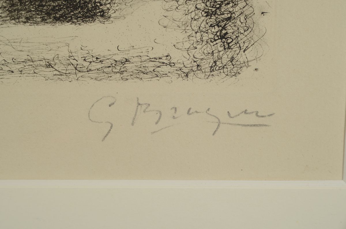Detail a: Georges Braque, 1882 Argenteuil-1963 Paris, Radierung, handsigniert und nummeriert 27/30, ca. 22x33cm, PP, u.Gl., R. ca. 54x63cm