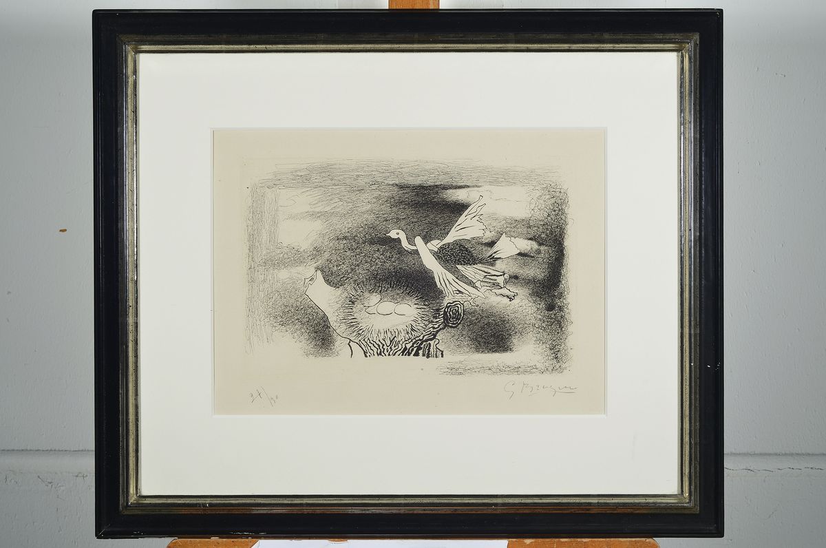 Detail k: Georges Braque, 1882 Argenteuil-1963 Paris, Radierung, handsigniert und nummeriert 27/30, ca. 22x33cm, PP, u.Gl., R. ca. 54x63cm