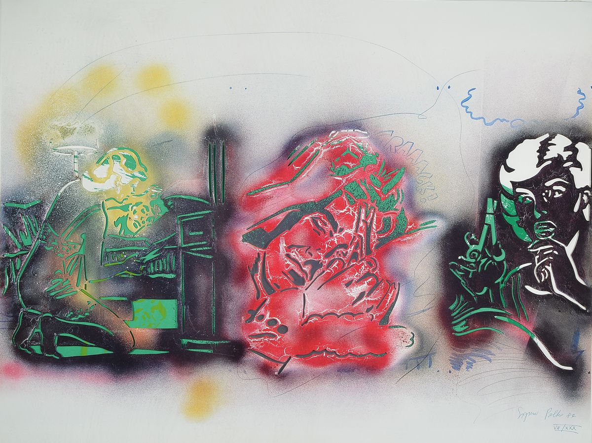 Sigmar Polke, 1941 Oels-2010 Köln, Samson und Delilah, Heliographie von 1989, handsigniert und num.: VIII/XXX, mit cut-outs, aus der Mappe ...